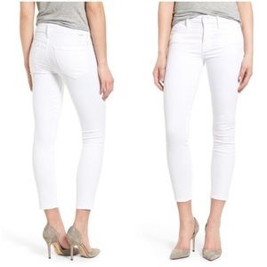 Mother The Looker Crop White Jeans